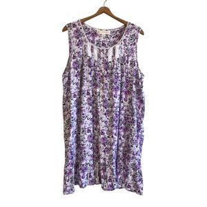 Eileen West Womens Nightgown Size XL Floral Cottagecore Lace Trim Ruffle Hem